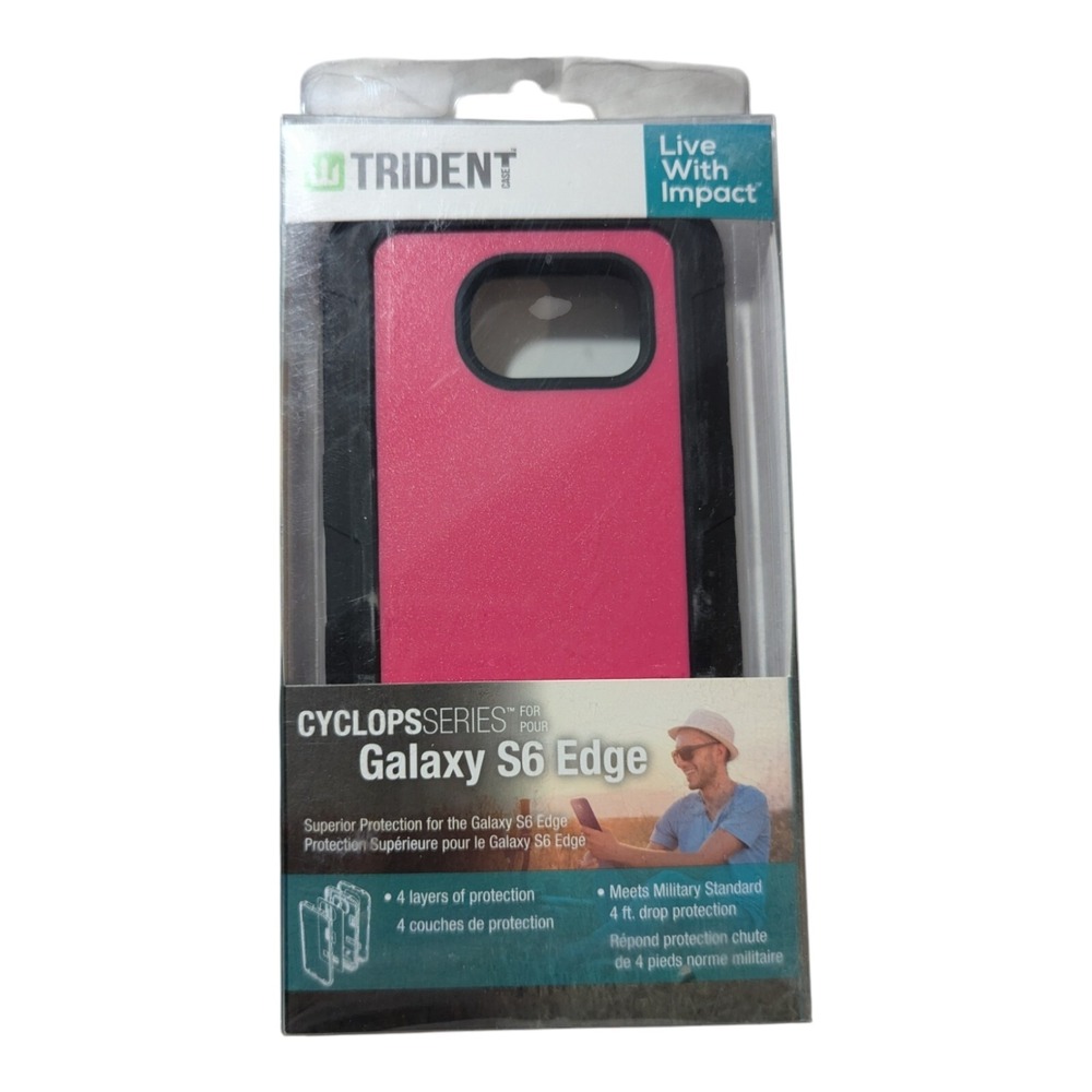 T3. Trident Cyclops Case for Samsung Galaxy S6 Edge - Pink W/ Protector